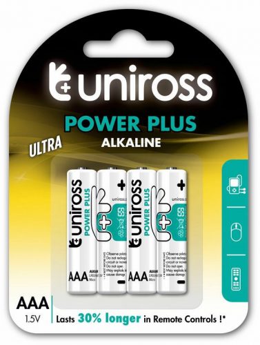 Uniross POWER PLUS Alkáli Mikro Elem AAA (LR03) (1,5V) B4