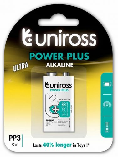 Uniross POWER PLUS Alkáli 9V Elem (6LR61) B1