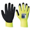 Védőkesztyű, nylon, latexhab, tenyerén mártott, L méret "Hi-Vis Grip", sárga