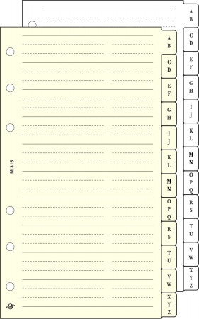 Kalendárium betét, telefonregiszter, "M", SATURNUS, chamois
