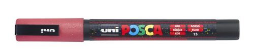 Dekormarker, 0,9-1,3 mm, UNI"Posca PC-3ML", fényes piros